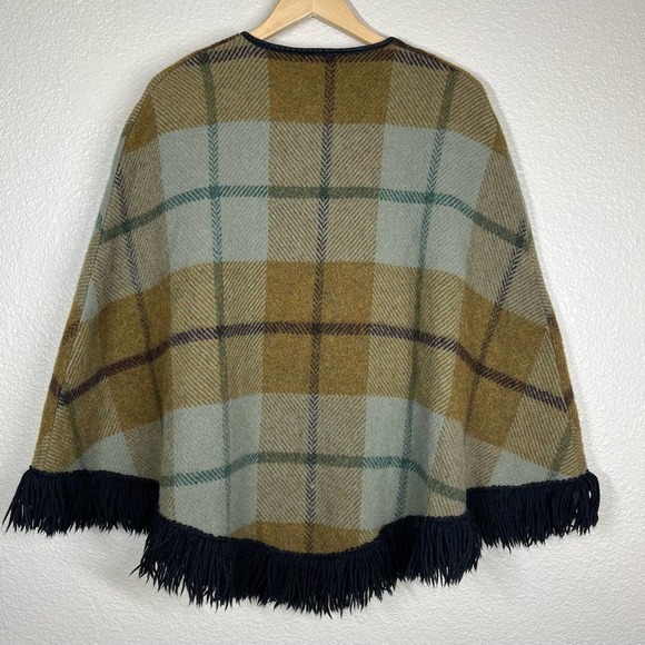 Vintage 60’s King of the Ponchos Country Place Wool Shawl Zip Front Buckle Plaid - Picture 3 of 9